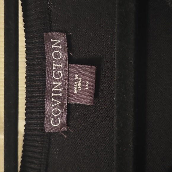 COVINGTON WOMEN'S BLACK EMBELLISHED FRONT BUTTON CARDIGAN SWEATER SIZE LARGE - Picture 5 of 17